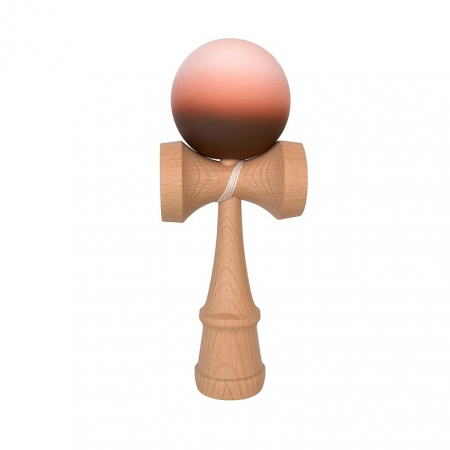 Kendama - Jucarie Interactiva Kendama, Flippy, din Lemn, 18 cm, Joc de Indemanare pentru Copii si Adulti, Model Gradient 14, Maro/Bej/Roz