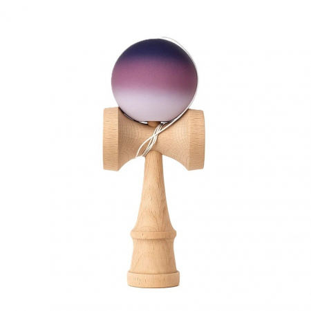 Kendama - Jucarie Interactiva Kendama, Flippy, din Lemn, 18 cm, Joc de Indemanare pentru Copii si Adulti, Model Gradient 15, Negru/Maro/Alb