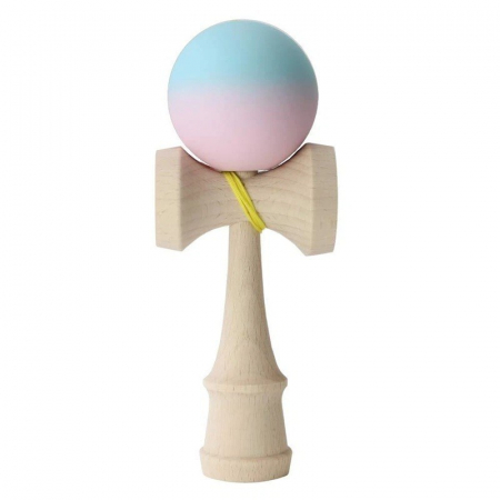 Kendama - Jucarie Interactiva Kendama, Flippy, din Lemn, 18 cm, Joc de Indemanare pentru Copii si Adulti, Model Gradient 5, Albastru/Lila