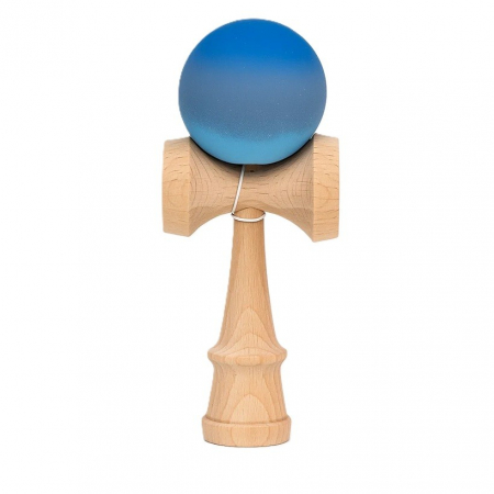 Kendama - Jucarie Interactiva Kendama, Flippy, din Lemn, 18 cm, Joc de Indemanare pentru Copii si Adulti, Model Gradient 9, Albastru/Gri/Bleu