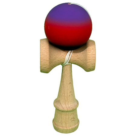 Kendama - Jucarie Interactiva Kendama Profesionala, Flippy, din Lemn, 18 cm, Joc de Indemanare pentru Copii si Adulti, Gradient Mov/Rosu/Negru
