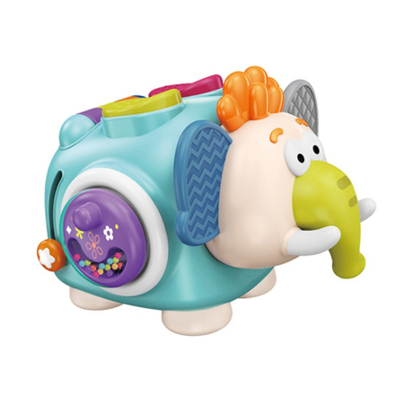 Jucarii, Copii & Bebe - Jucarie interactiva Montessori, Flippy, Jucarie pentru Bebelusi, Model Elefant Dragut, din Plastic rezistent, Varsta 18+ luni, 21 x 16 x 14 cm, Verde deschis