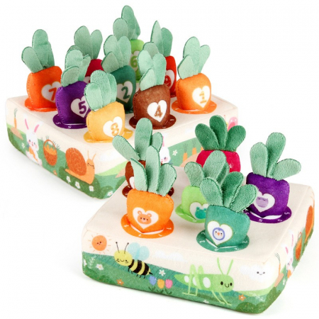 Jucarie Interactiva Montessori, pentru Copii, de Sortat pe Culori, Flippy, 9 Morcovi si Suport, Multicolor [4]