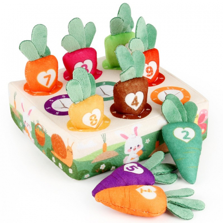 Jucarie Interactiva Montessori, pentru Copii, de Sortat pe Culori, Flippy, 9 Morcovi si Suport, Multicolor [3]