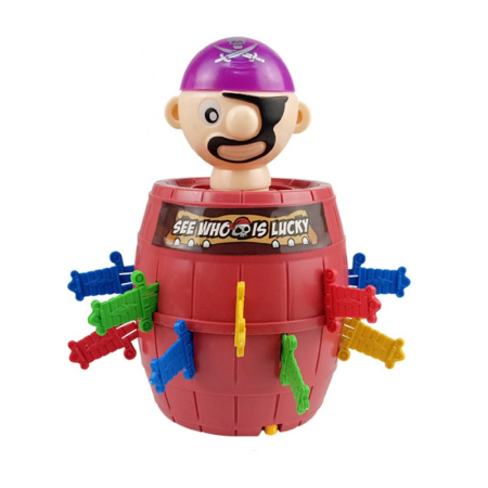 Jucarie interactiva Pirat Saltaret, Flippy, Joc de Grup/Familie, 16 sabii + 1 Pirat, 10 x 10 x 16.5 cm Mov/Maro [0]