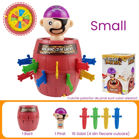Jucarie interactiva Pirat Saltaret, Flippy, Joc de Grup/Familie, 16 sabii + 1 Pirat, 10 x 10 x 16.5 cm Mov/Maro [1]