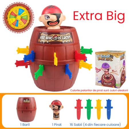 Jucarie interactiva Pirat Saltaret, Flippy, Joc de Grup/Familie, 16 sabii + 1 Pirat, 15.5 x 15.5 x 23 cm Rosu/Maro [1]