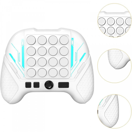 Jucarie Interactiva Pop It, Flippy, Tip Consola, Anti-Stres, 5 Moduri de Joc, din ABS si Silicon, +3 Ani, Sunete si Lumini Model Controller, Alb [4]