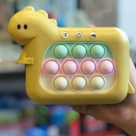 Jucarie Interactiva Pop It Whack A Mole, Flippy, Tip Consola, Anti-Stres, 4 Moduri de Joc, din ABS si Silicon, +3 Ani, Model Dinozaur, Galben [1]