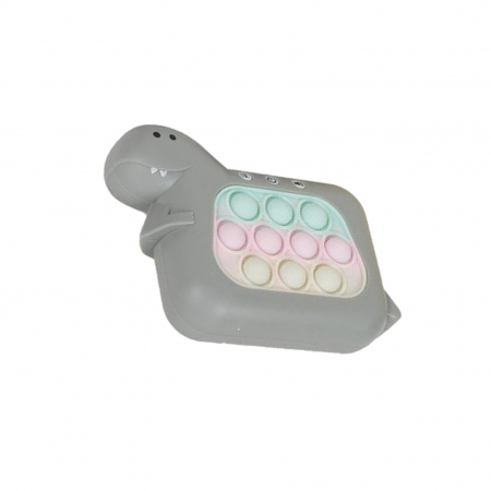 Jucarie Interactiva Pop It Whack A Mole, Flippy, Tip Consola, Anti-Stres, 4 Moduri de Joc, din ABS si Silicon, +3 Ani, Model Dinozaur, Gri [6]
