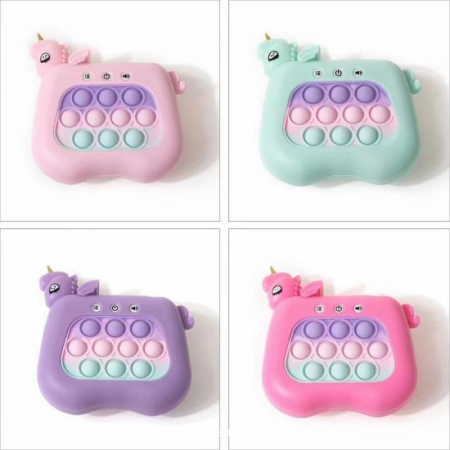 Jucarie Interactiva Pop It Whack A Mole, Flippy, Tip Consola, Anti-Stres, 4 Moduri de Joc, din ABS si Silicon, +3 Ani, Model Unicorn, Mov [4]