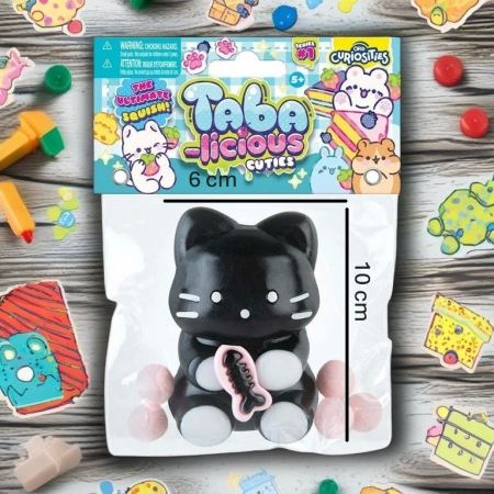 Jucarie Antistres Squishy, Flippy, cu Revenire Lenta, Model Pisicuta, 10cm x6cm Ambalaj Transparent, 70 gr, Negru [2]