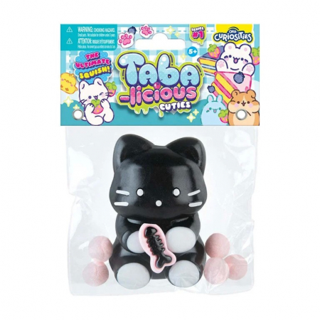 Jucarii, Copii & Bebe - Jucarie Antistres Squishy, Flippy, cu Revenire Lenta, Model Pisicuta, 10cm x6cm Ambalaj Transparent, 70 gr, Negru