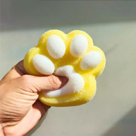 Jucarie Interactiva Squishy, Flippy, Model Cat Paw pinch family, Revenire Lenta, din TPR, +3 Ani, 7.5 cm, Textura Puf, Galben [2]