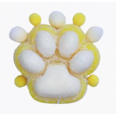 Jucarii, Copii & Bebe - Jucarie Interactiva Squishy, Flippy, Model Cat Paw pinch family, Revenire Lenta, din TPR, +3 Ani, 7.5 cm, Textura Puf, Galben