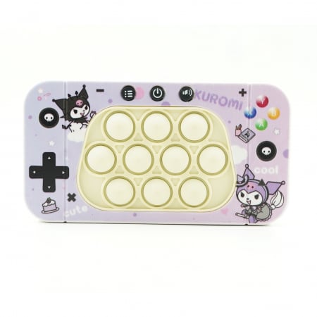 Jucarii, Copii & Bebe - Jucarie interactiva tip consola pentru copii Flippy, speed push whack-a-mole, joc de viteza pop it, material ABS/silicon, cu nivele, sunete si lumini, 15.5 x 7.6 x 5.3 cm, model elfi, mov