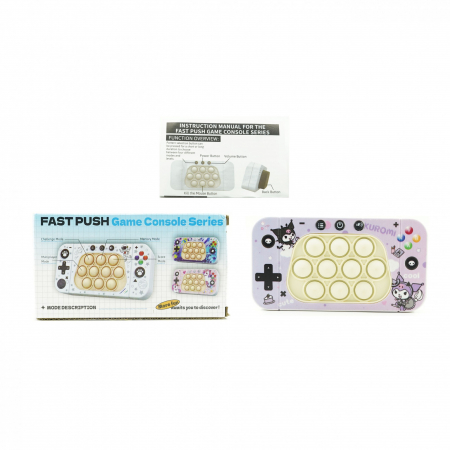 Jucarie interactiva tip consola pentru copii Flippy, speed push whack-a-mole, joc de viteza pop it, material ABS/silicon, cu nivele, sunete si lumini, 15.5 x 7.6 x 5.3 cm, model elfi, mov [1]