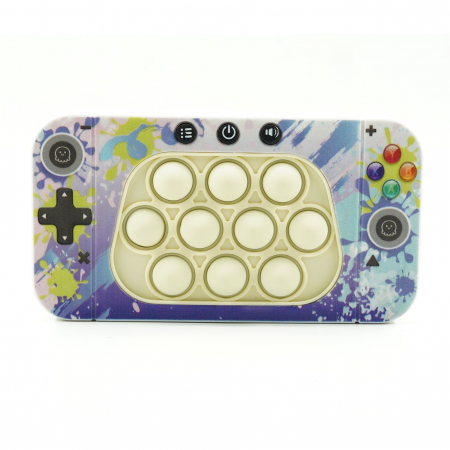 Jucarii, Copii & Bebe - Jucarie interactiva tip consola pentru copii Flippy, speed push whack-a-mole, joc de viteza pop it, material ABS/silicon, cu nivele, sunete si lumini, 15.5 x 7.6 x 5.3 cm, model culori, multicolor