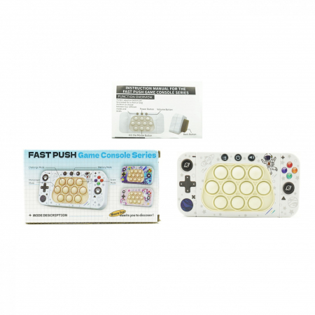 Jucarie interactiva tip consola pentru copii Flippy, speed push whack-a-mole, joc de viteza pop it, material ABS/silicon, cu nivele, sunete si lumini, 15.5 x 7.6 x 5.3 cm, model astronaut, alb [1]