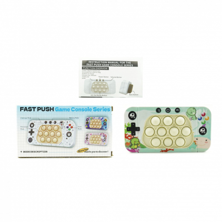 Jucarie interactiva tip consola pentru copii Flippy, speed push whack-a-mole, joc de viteza pop it, material ABS/silicon, cu nivele, sunete si lumini, 15.5 x 7.6 x 5.3 cm, model dinozaur, verde [1]