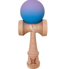 Kendama - Jucărie Kendama interactivă, Flippy, din lemn, 18 cm, joc de îndemânare pentru copii și adulți, model gradient - violet albastru
