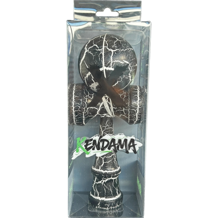 Jucarie Kendama Profesionala, Flippy, Kendama Cracked, din Lemn – 18 cm, Joc Interactiv de Indemanare pentru copii si adulti, Negru Alb [2]