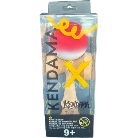 Jucarie Kendama X Originala, Profesionala, Flippy, din Lemn, Rubber Grip, 18 cm, Gradient Rosu/Alb [2]