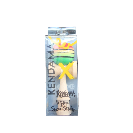 Jucarie Kendama X Originala, Profesionala, Flippy, Super Sticky din Lemn, 18 cm, Gradient Rosu/Galben/Verde [2]