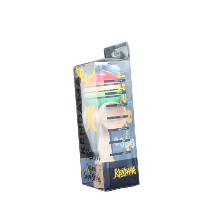 Jucarie Kendama X Originala, Profesionala, Flippy, Super Sticky din Lemn, 18 cm, Gradient Rosu/Galben/Verde [3]