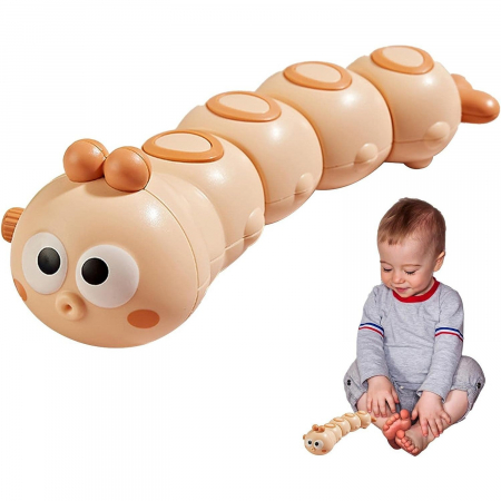 Jucarie mecanica pentru copii Flippy, omida haioasa, cu cheita, distractiva, se taraste, se misca, 15 x 4 cm, portocaliu [3]