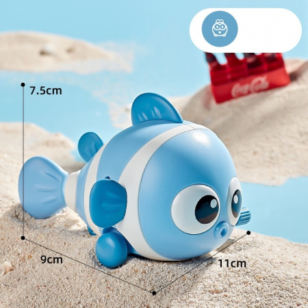 Jucarie mecanica pentru copii Flippy, pestisor haios, cu cheita, distractiv, se taraste, se misca, 11 x 9 x 7.5 cm cm, albastru [4]