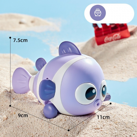 Jucarie mecanica pentru copii Flippy, pestisor haios, cu cheita, distractiv, se taraste, se misca, 11 x 9 x 7.5 cm cm, mov [4]