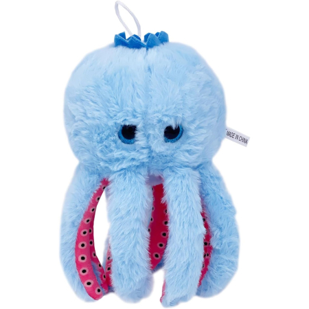 Sub 99 Lei - Jucarie Moale de Plus Italian Brainrot, Flippy, cu Agatatoare, Model Blueberrini Octopussini, Jucarie Moale pentru Copii, 13 x 22 cm, Albastru/Roz