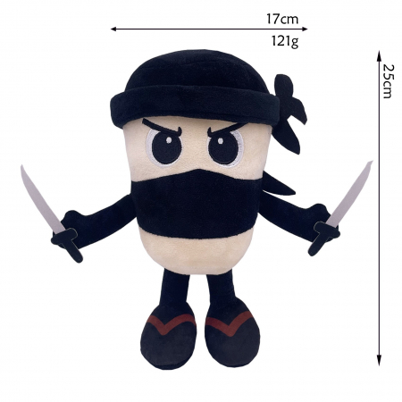 Jucarie Moale de Plus Italian Brainrot, Flippy, cu Agatatoare, Model Ninjolino Tagliaspada, Jucarie Moale pentru Copii, 35 x 17 cm, Albastru inchis [1]