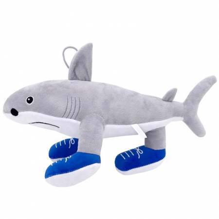 Jucarii si Jocuri - Lichidare Jucarie Moale de Plus Italian Brainrot, Flippy, cu Agatatoare, Model Rechin cu Picioare Tralalero Tralala, Jucarie Moale pentru Copii, 35 x 24 cm, Gri