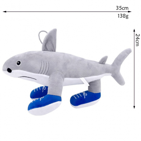 Lichidare Jucarie Moale de Plus Italian Brainrot, Flippy, cu Agatatoare, Model Rechin cu Picioare Tralalero Tralala, Jucarie Moale pentru Copii, 35 x 24 cm, Gri [1]