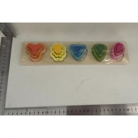 Jucarie Montessori din Lemn, Flippy, Tip Puzzle, cu 5 Forme Asimetrice, 15 Piese, Educativa, Interactiva, Creativa, Model Copaci, Materiale Non Toxice, +2 Ani, 29x6.5 cm, Multicolor [3]