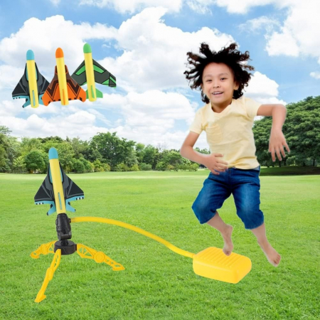 Lichidare Jucarie pentru Copii, Flippy, Lansator de Rachete cu Piciorul, Un Lansator, 3 Rachete Fara Lumini, 3 Aircrafts, 42x36 cm, Multicolor [2]