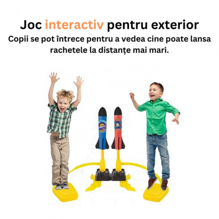 * LICHIDARE STOC * Jucarie pentru copii, lansator rachete cu piciorul, doua lansatoare, 6 rachete, fara lumina - [1]