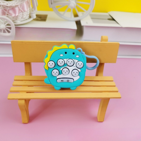 Jucarie pentru copii portabila Flippy, joc Gopher, cu lumini si muzica, tip breloc, model dinozaur, material silicon si ABS, albastru [3]