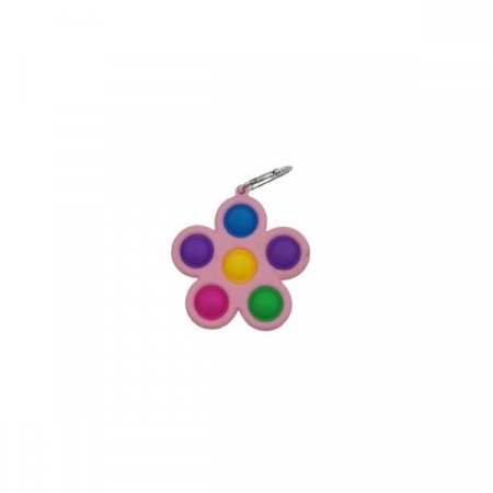 Jucarii, Copii & Bebe - Jucarie Push Pop Bubble Fidget, Pop It, breloc antistres, Floare, Multicolor/Roz