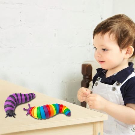 Jucarie Senzoriala Antistres, Flippy, Fidget Toys, Omida Curcubeu, 18.6 cm, Functie de Luminat, +3 Ani, Multicolor [4]