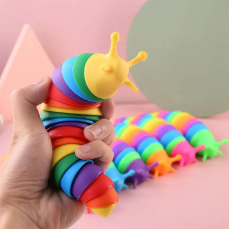 Jucarie Senzoriala Antistres, Flippy, Fidget Toys, Omida Curcubeu, 18.6 cm, Functie de Luminat, +3 Ani, Multicolor [8]