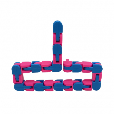 Jucarie Senzoriala Antistres, Flippy, Fidget Toys, Puzzle de Imbinat Tip Sarpe, 24 Piese, +3 Ani, Albastru/Roz [2]