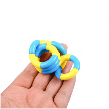 Jucarie Senzoriala Antistres, Flippy, Fidget Twist, cu Miscari Infinite de Decompresie, 2 Culori, Galben/Albastru, + 3 ani [1]