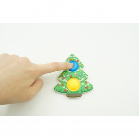 Jucarie senzoriala antistres, Simple Dimple, Breloc cu 2 bulinute, Brad, Multicolor [2]