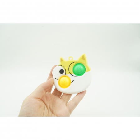 Jucarie senzoriala antistres, Simple Dimple, Breloc cu 2 bulinute, Pisicuta, Multicolor [3]