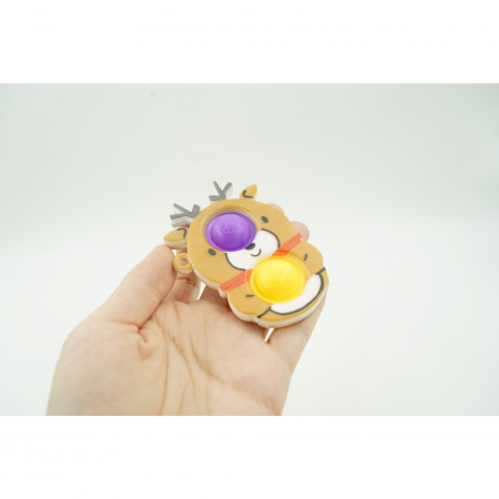 Jucarie senzoriala antistres, Simple Dimple, Breloc cu 2 bulinute, Ren, Multicolor [2]