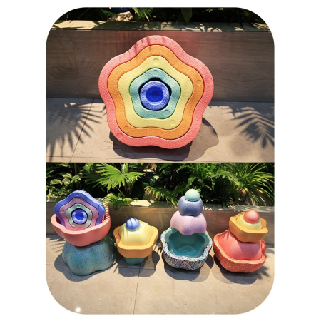 Jucarie Senzoriala de Echilibru, Flippy, Tip Stepping Stones, 5 Piese, din Spuma, pentru Miscare, Sarituri, Prindere, Diametru 28 cm, Model 2, Multicolor [6]