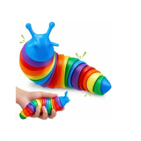 Jucarie senzoriala pentru copii, Flippy, melc, cu articulatii si lumini, 19 cm, multicolor [4]